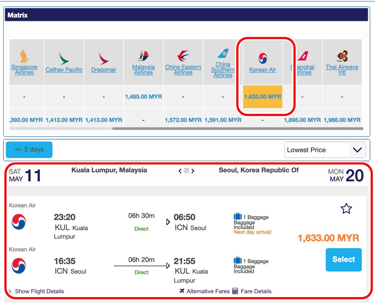 Korean air baggage price sales