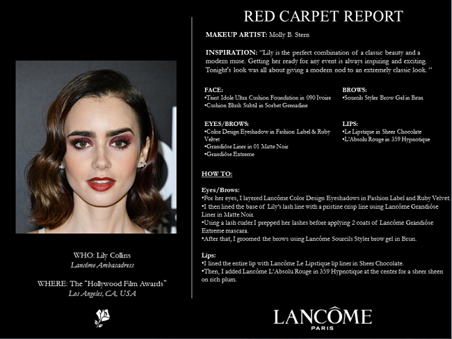 Get The Look: Lily Collins At The Hollywood Film Awards