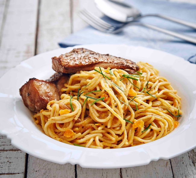 Recipe: Salted Egg Spaghetti with Honeyed Soy Fish Fillet