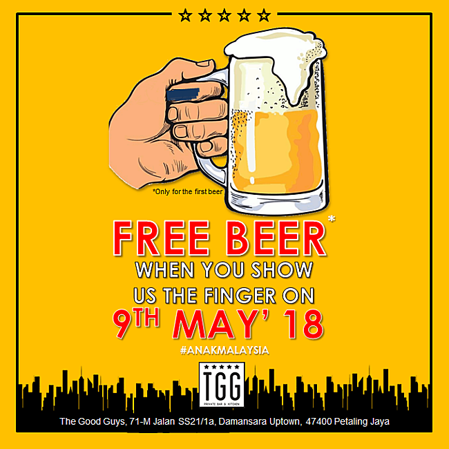 5 More FREE Food & Drinks For Malaysians Who Are Voting On 9th May!