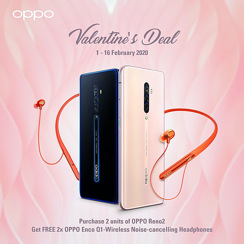 Own a pair of OPPO Reno2 and get 2 Free Enco Q1 Earphones!