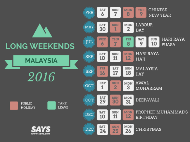Malaysia Long Weekend 2016