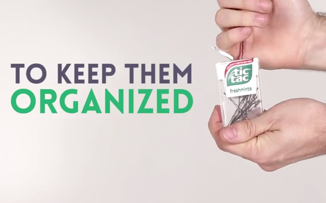 Tic Tac to hold pins