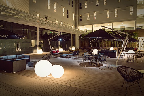 Spacious open courtyard