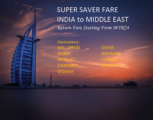 【JET AIRWAYS】SUPER SAVER FARE INDIA TO MIDDLE EAST