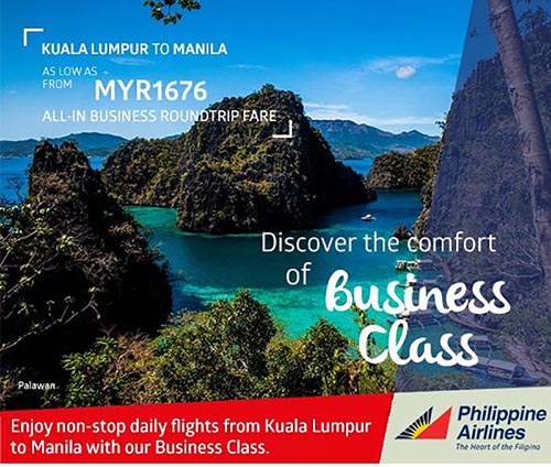 【PHILIPPINE AIRLINES】EXPERIENCE THE COMFORT OF BUSINESS CLASS FROM KUALA LUMPUR TO MANILA!